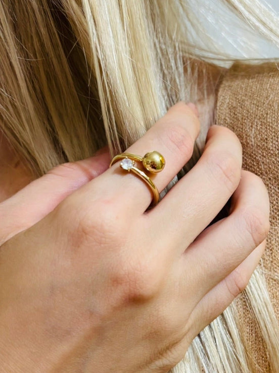 Anel Esfera com Zircônia