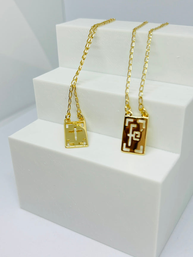 Colar Escapulário FÉ Dourada