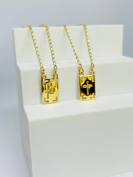 Colar Escapulário FÉ Dourada