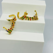 Brinco Ear Cuff Leque com Zirconias