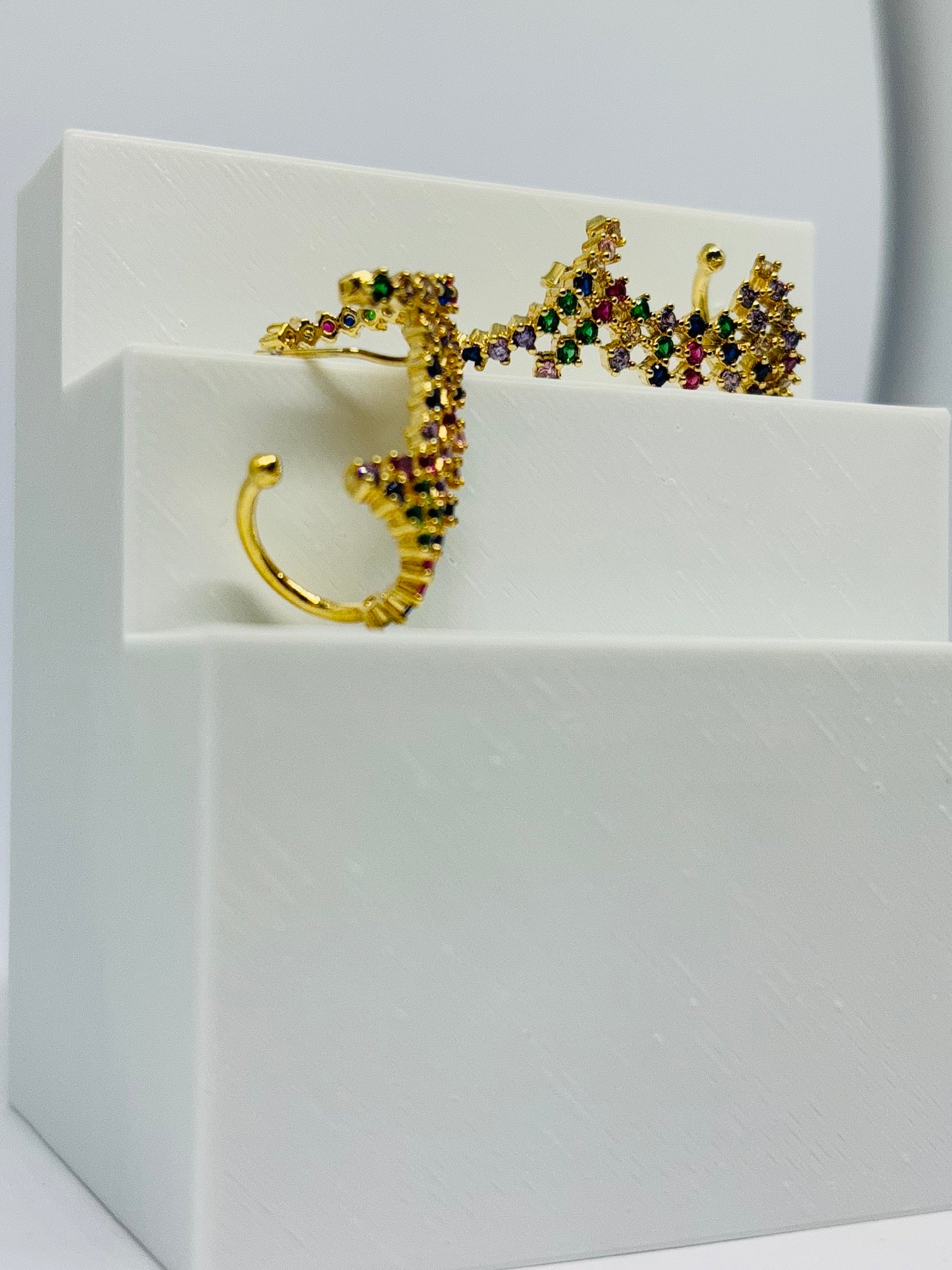 Brinco Ear Cuff Leque com Zirconias