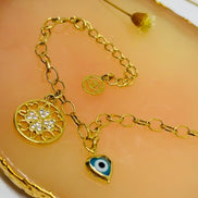 Pulseira Olho Grego e Flor da Vida