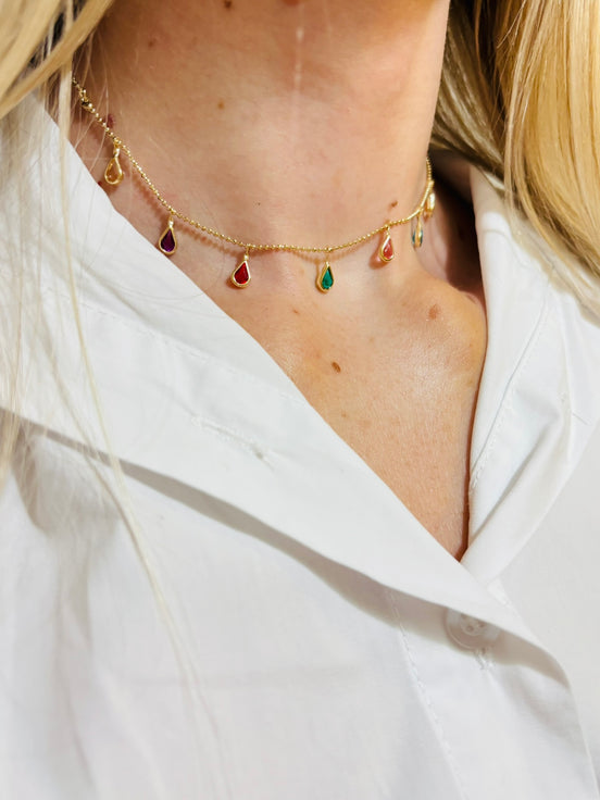 Colar Gotas Coloridas